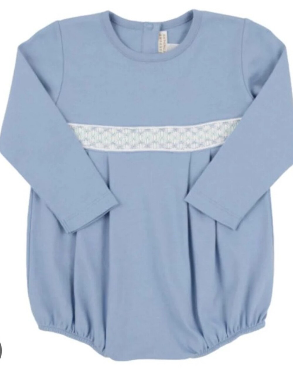 The Beaufort Bonnet Company Light Blue Long-Sleeve Smocked Baby Romper